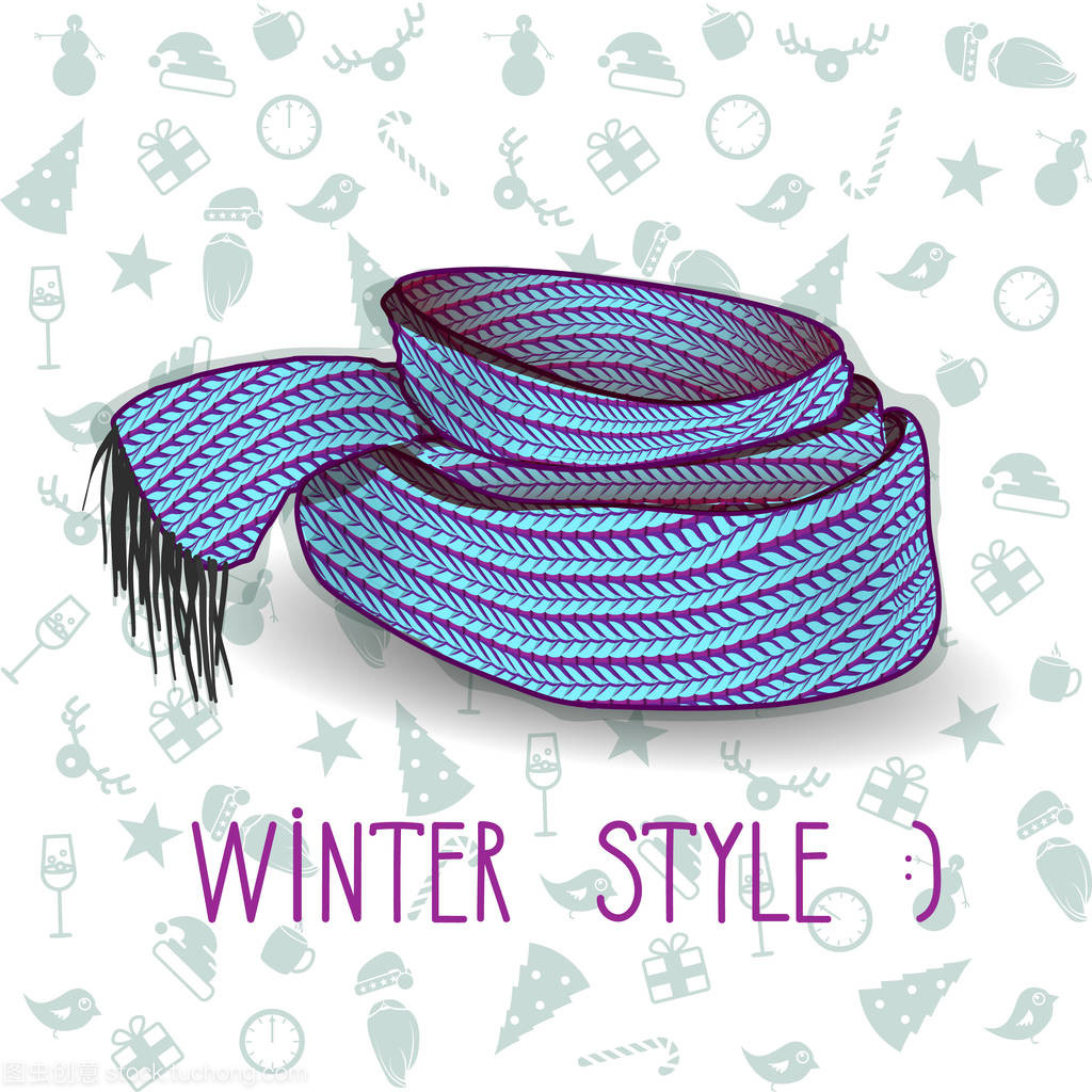 矢量扭曲藍(lán)色針織圍巾 飾品界的藝術(shù)新寵